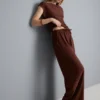 Crinkle wide leg pants