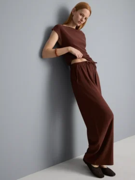 Crinkle wide leg pants