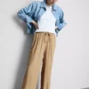 Crinkle wide leg pants