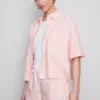 Cropped boxy short-sleeve oxford shirt Cropped boxy short-sleeve oxford shirt