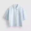 Cropped boxy short-sleeve oxford shirt Cropped boxy short-sleeve oxford shirt