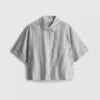 Cropped boxy short-sleeve oxford shirt Cropped boxy short-sleeve oxford shirt