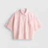 Cropped boxy short-sleeve oxford shirt Cropped boxy short-sleeve oxford shirt