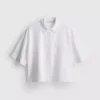 Cropped boxy short-sleeve oxford shirt Cropped boxy short-sleeve oxford shirt