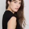 Cropped sleeveless shoulder pad tee Cropped sleeveless shoulder pad tee