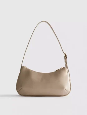 Curved faux leather shoulder bag