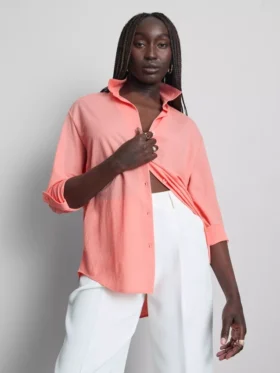 Curved-hem relaxed button-down shirt Curved-hem relaxed button-down shirt