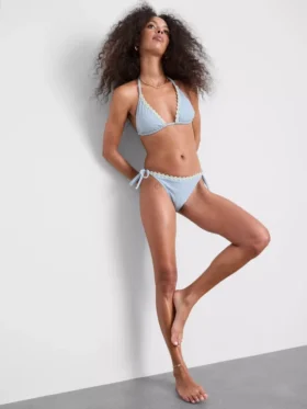 Daisy trim gingham triangle bikini top Daisy trim gingham triangle bikini top