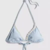 Daisy trim gingham triangle bikini top Daisy trim gingham triangle bikini top