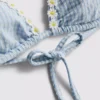 Daisy trim gingham triangle bikini top Daisy trim gingham triangle bikini top