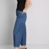 Denim cropped wide-leg jeans