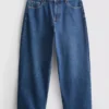 Denim cropped wide-leg jeans