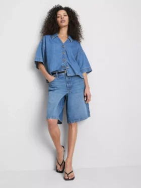 Denim short sleeve shirt Denim short sleeve shirt