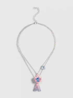 Disney’s stitch layered initial necklace