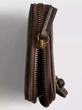 Distressed zip-up purse