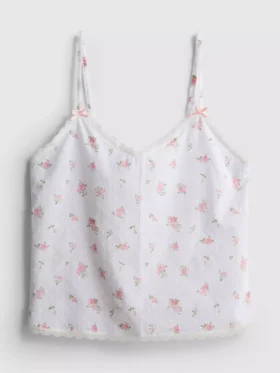 Dobby cotton floral pajama cami
