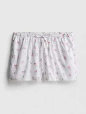 Dobby cotton floral pajama shorts