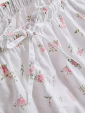 Dobby cotton floral pajama shorts