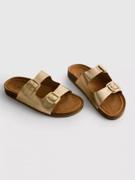 Double buckle-strap mule sandals