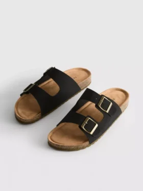 Double buckle-strap mule sandals