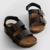 Double buckle strap slingback sandals