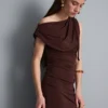 Draped one-shoulder jersey top Draped one-shoulder jersey top