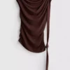 Draped one-shoulder jersey top Draped one-shoulder jersey top