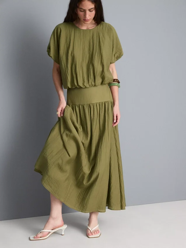 Dropped-waist midi skirt Dropped-waist midi skirt