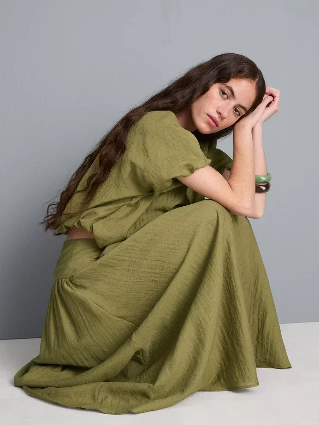 Dropped-waist midi skirt Dropped-waist midi skirt