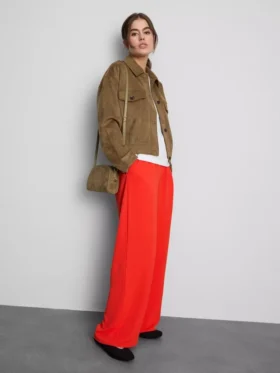 Elastic waist wide-leg pants