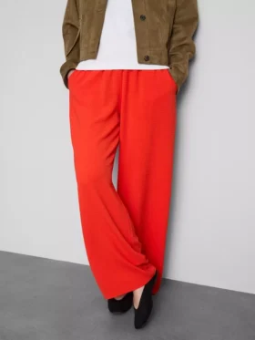 Elastic waist wide-leg pants