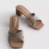 Embellished cross-strap block-heel mules