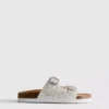 Embellished double-buckle footbed sandals