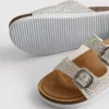 Embellished double-buckle footbed sandals
