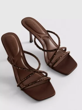 Embellished strappy heeled sandals
