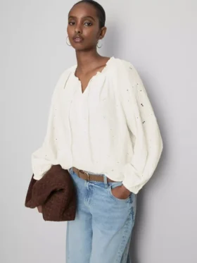 Embroidered balloon-sleeve blouse Embroidered balloon-sleeve blouse