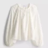 Embroidered balloon-sleeve blouse Embroidered balloon-sleeve blouse