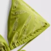 Embroidered fish triangle bikini top