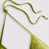 Embroidered fish triangle bikini top
