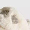 Faux fur bridal cross strap mule slippers