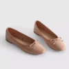 Faux leather ballerina bow flats