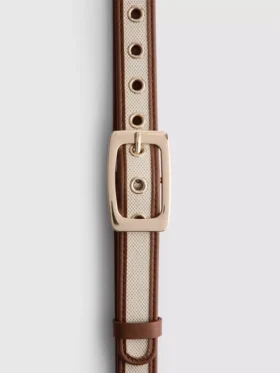 Faux leather canvas buckle belt