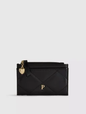 Faux leather quilted initial card holder