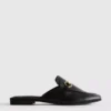 Faux leather snaffle bit mule loafers