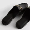 Faux leather snaffle bit mule loafers