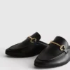Faux leather snaffle bit mule loafers