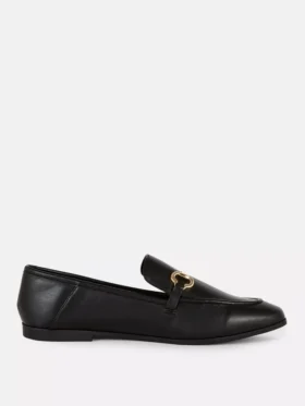 Faux leather snaffle loafers