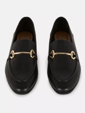 Faux leather snaffle loafers