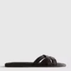 Faux leather weave sandals