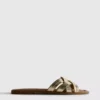 Faux leather weave sandals